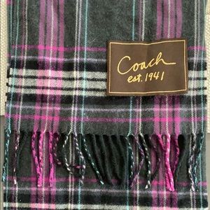 Coach Magenta/Gray/Black Plaid Scarf